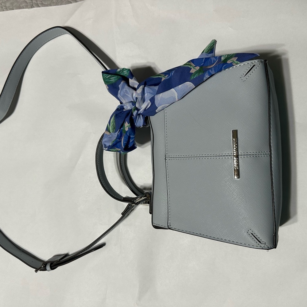 Steve Madden Elegant Light Blue Handbag with Scarf Accent